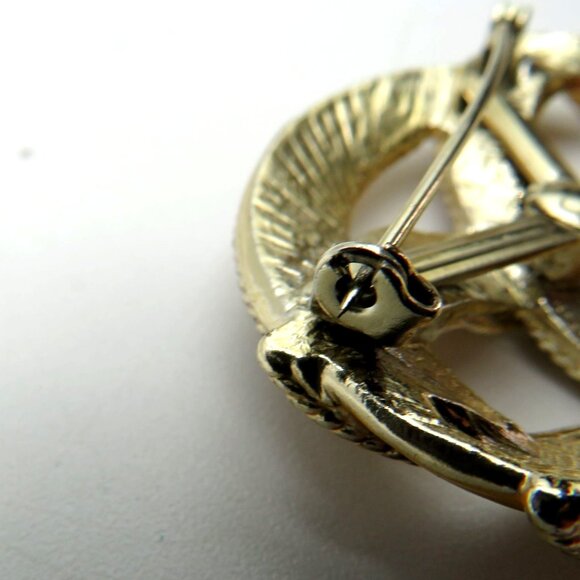 Vintage Brooch Imitation Tortoiseshell  Enamel Gold Tone Knot 2" Pin - Picture 6 of 7